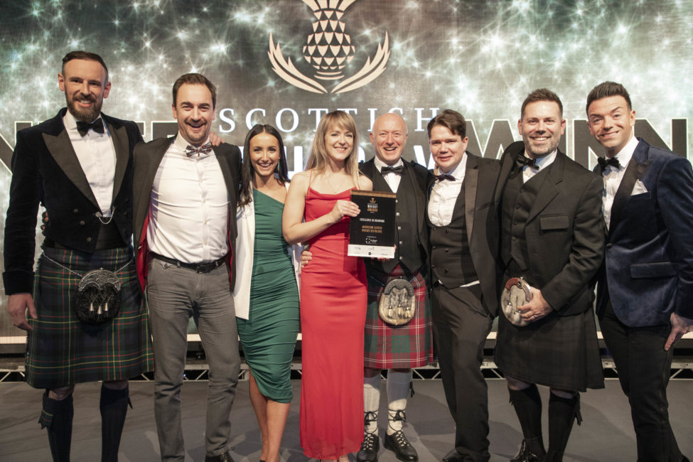 Michael Mc Laren left with winners Morrisons Scotch Whisky Distillers